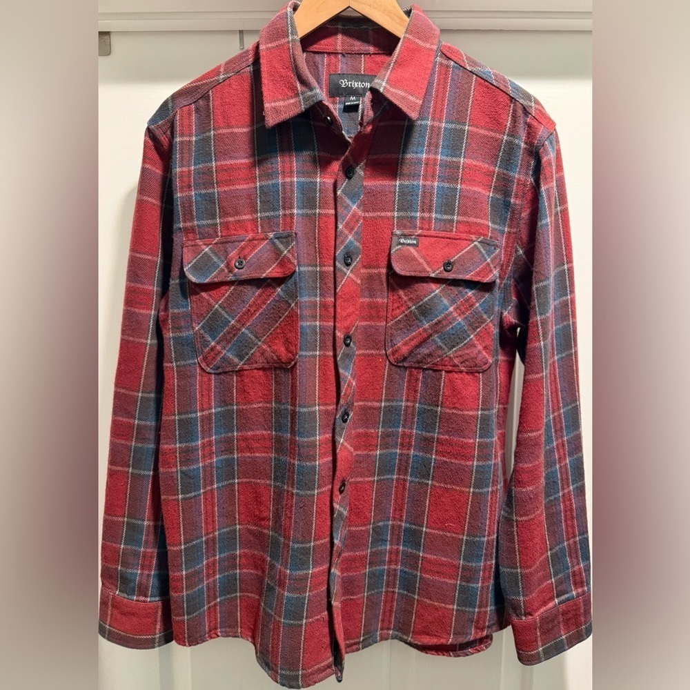 EUC⚡️Brixton Men’s Red Plaid Flannel Shirt Medium Workwear Skate Surf